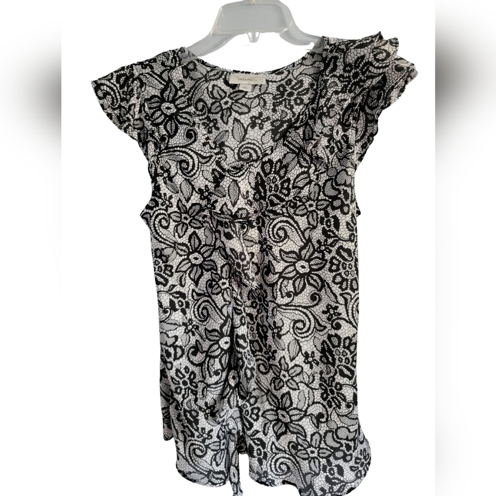 Dressbarn Black & White Floral Sleeveless Blouse